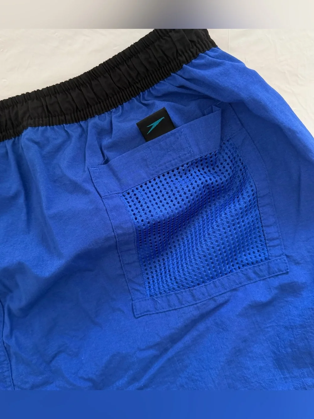 Vintage 90s Speedo Side Logo Swim Trunks Blue Teal Large